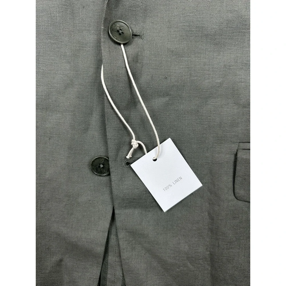 NWT ZARA 100% Linen Blazer Jacket Mens 42 Green Summer Wedding Formal Office NEW